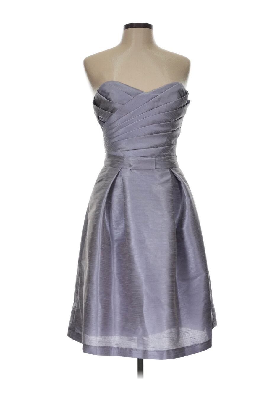 Alfred Sung SZ 10 Cocktail Sweetheart Neck Silver Metallic Ruched Dress$223